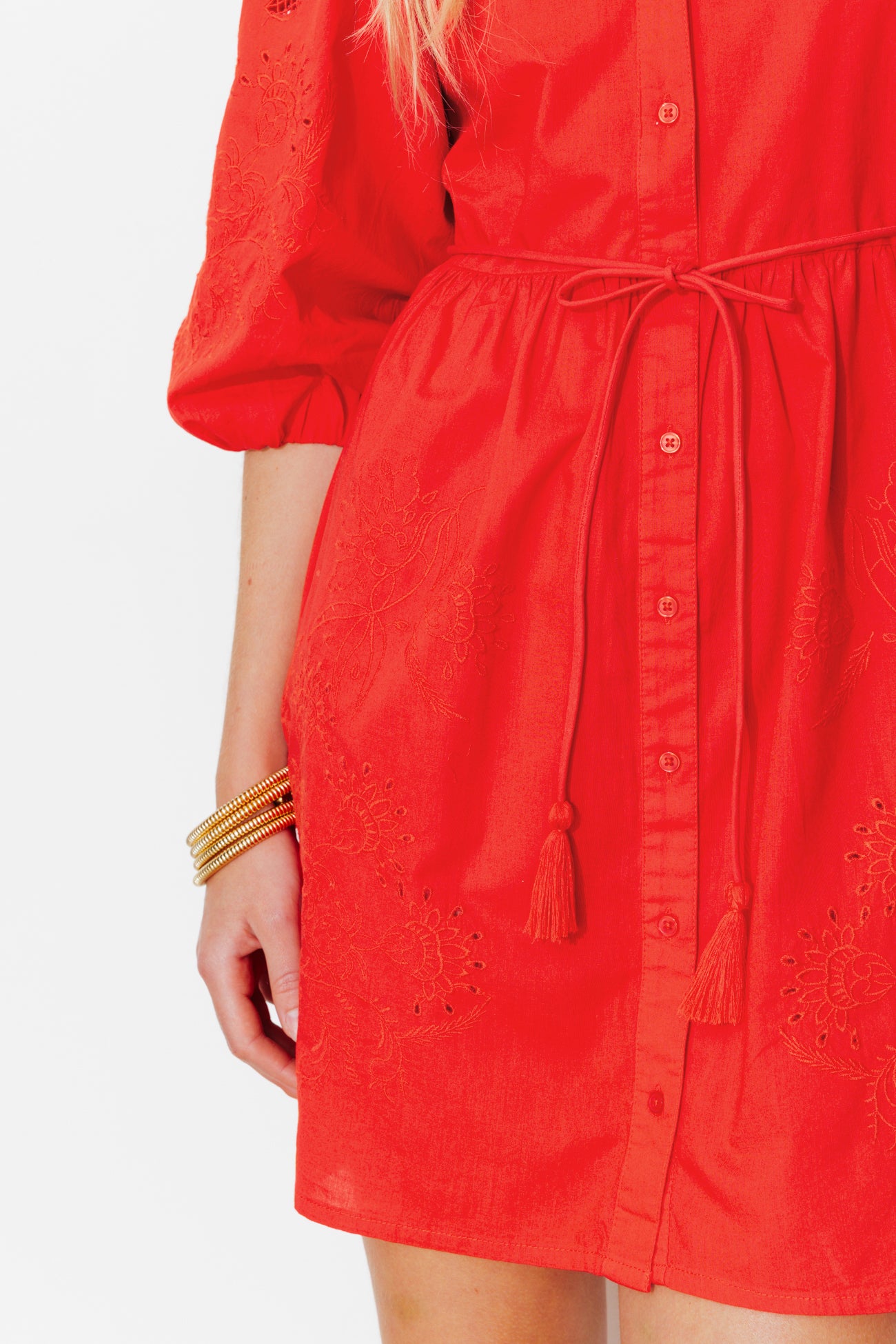 Vestido camisa bordado