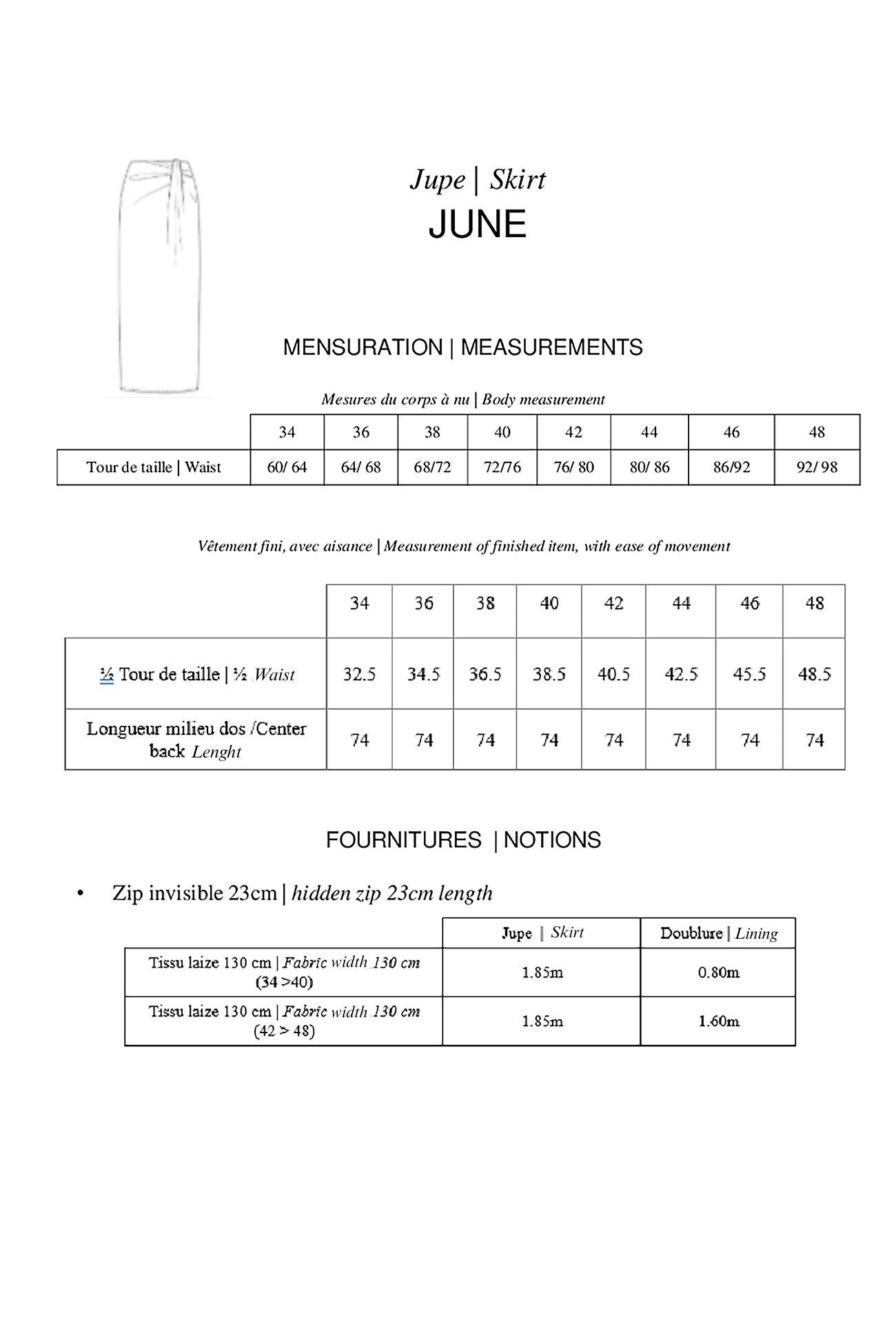 Modelo de costura PDF de junho