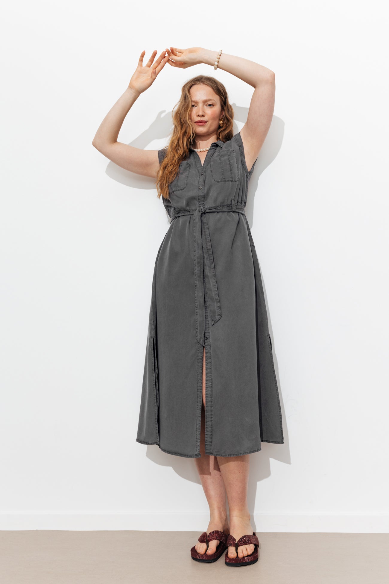 Vestido camisa unicolor