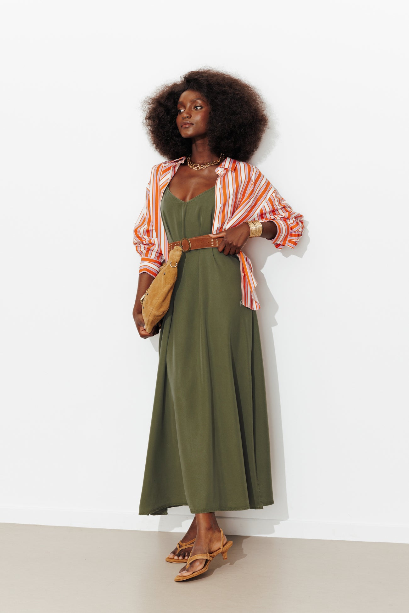 Vestido longo simples de liocel