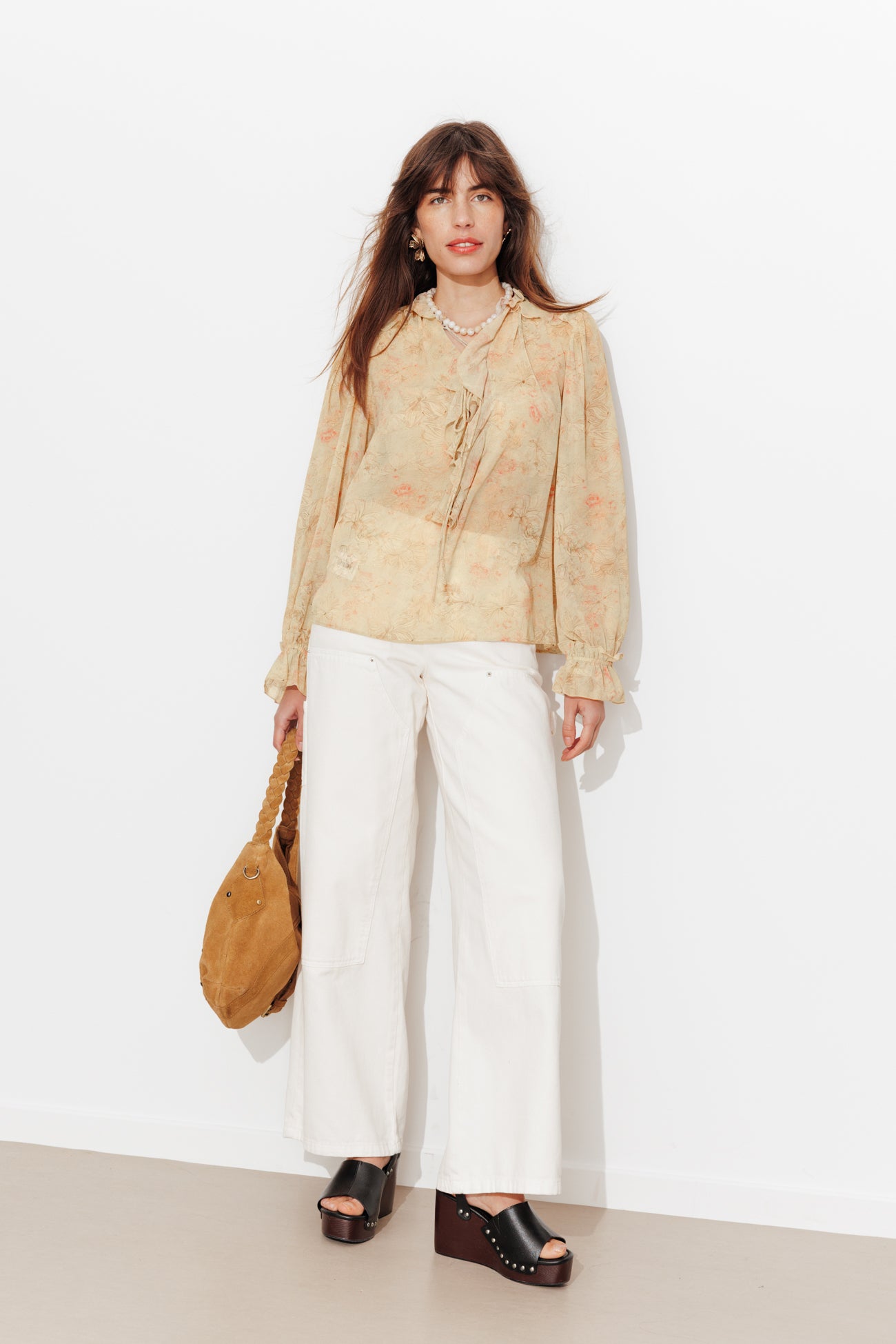 Blusa estampada em musselina