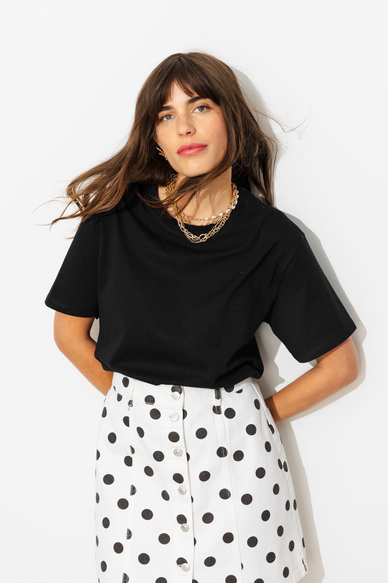 Camiseta básica de gola redonda