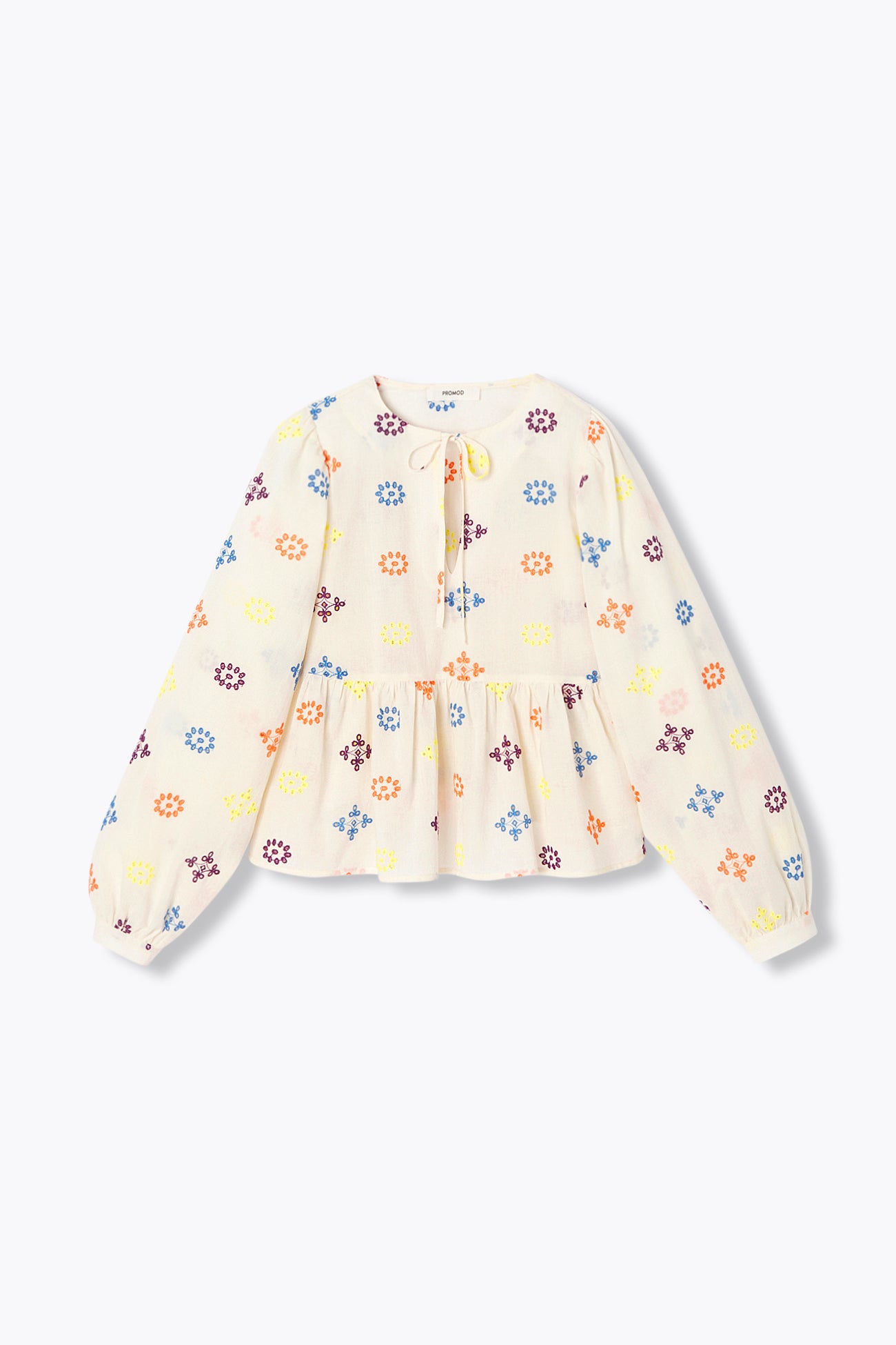 Blusa bordada em malha aberta