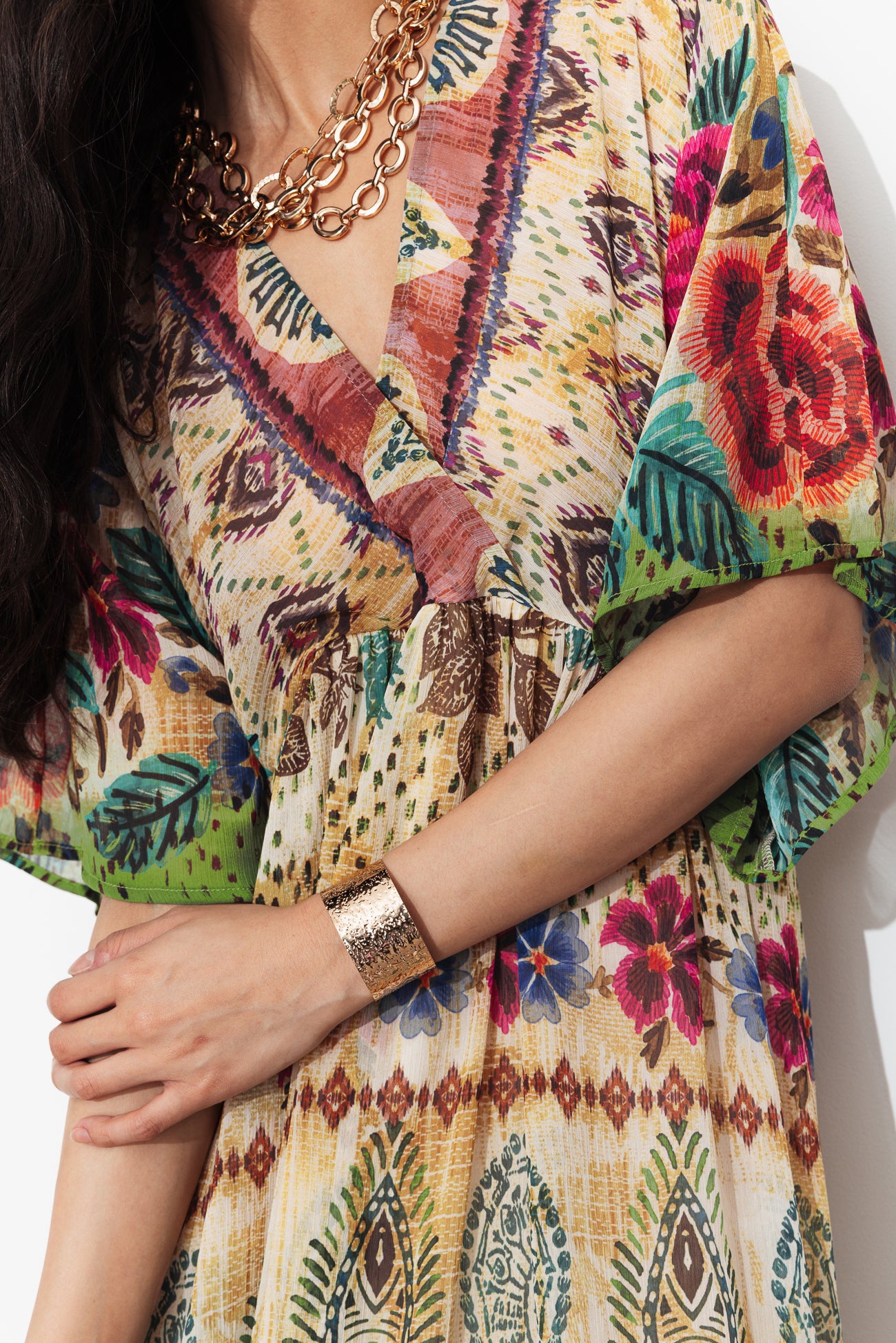 Vestido longo com estampa