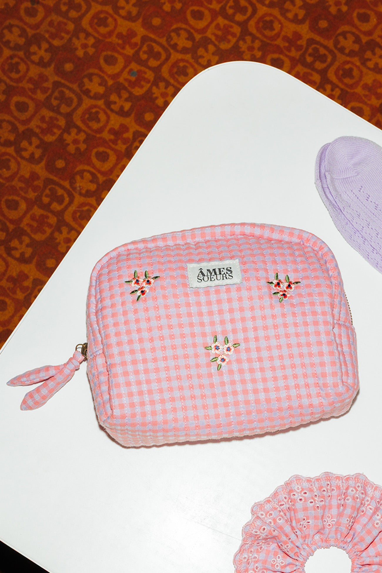 Bolsa mini bordada xadrez
