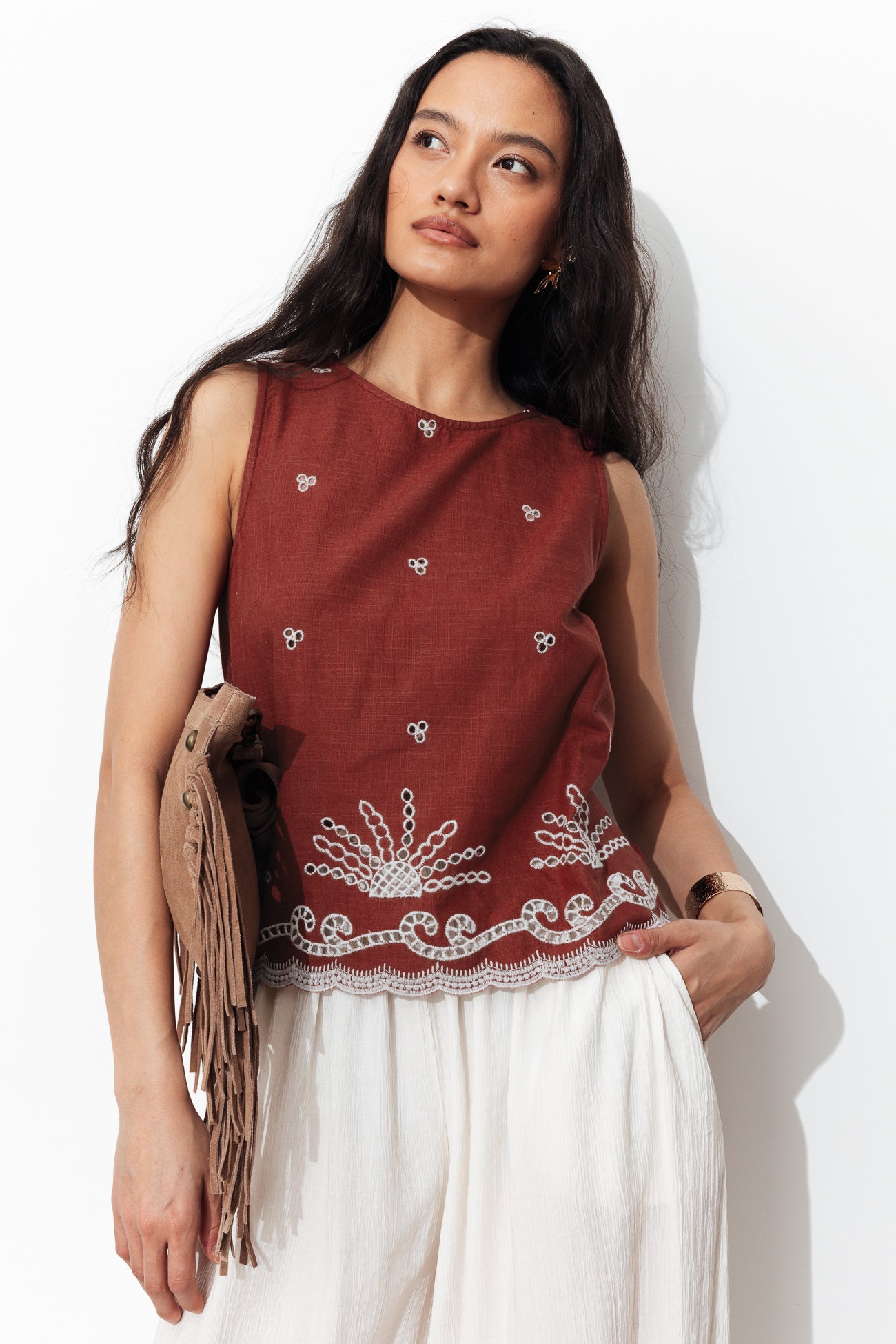 Blusa de algodão com bordado