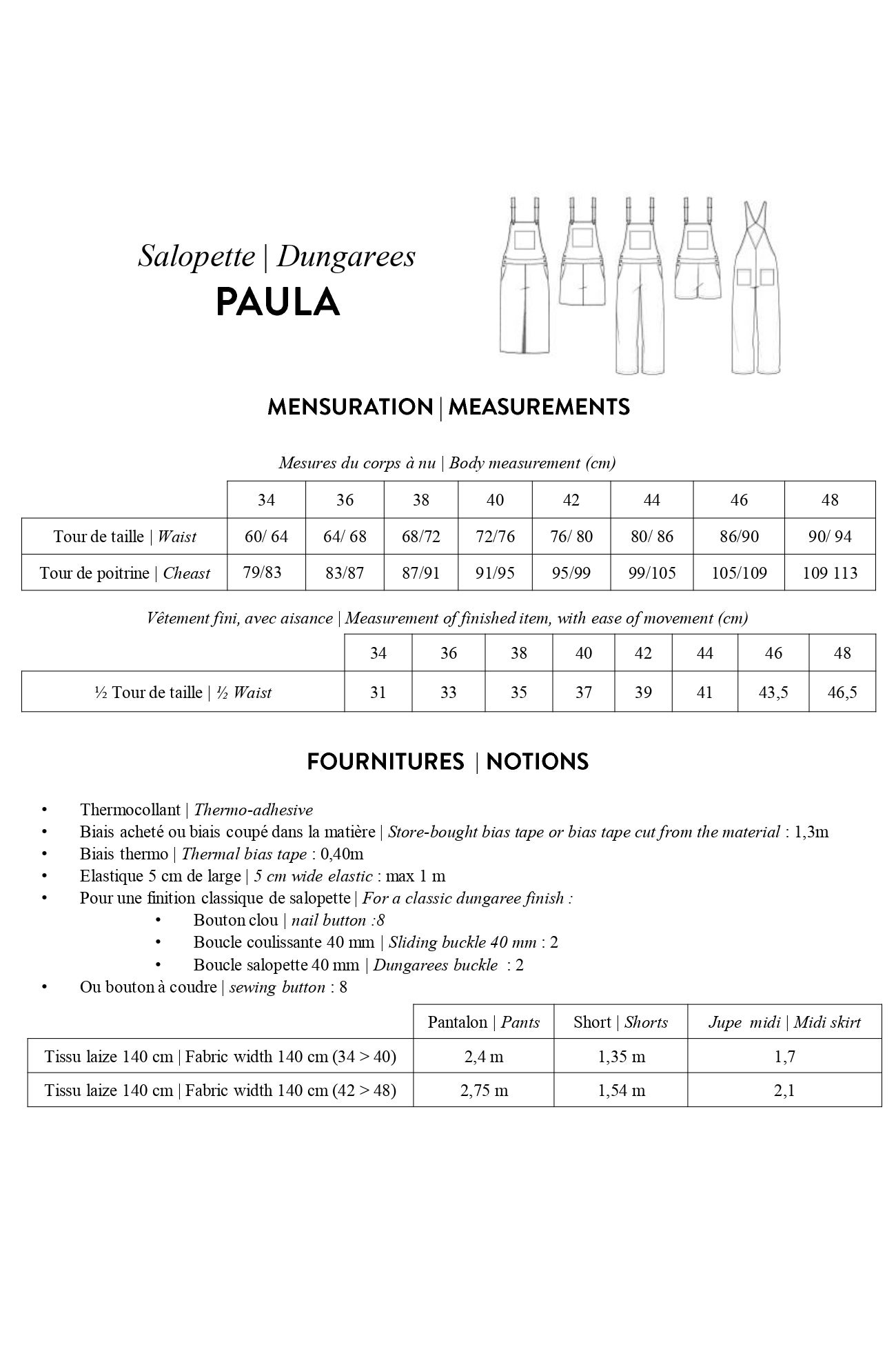 Modelo PDF de calças de ganga PAULA
