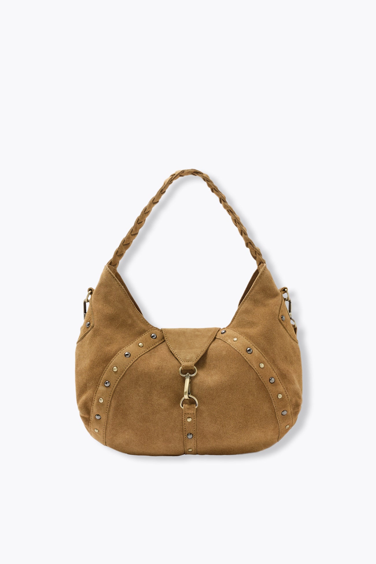 Bolsa de couro de camurça com pregos