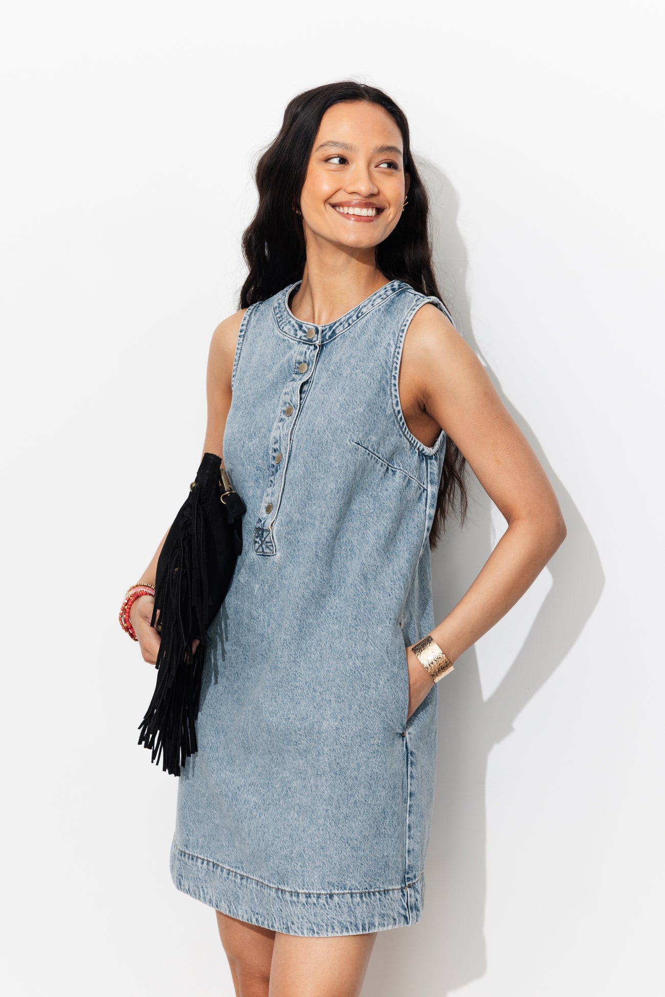 Vestido curto de denim