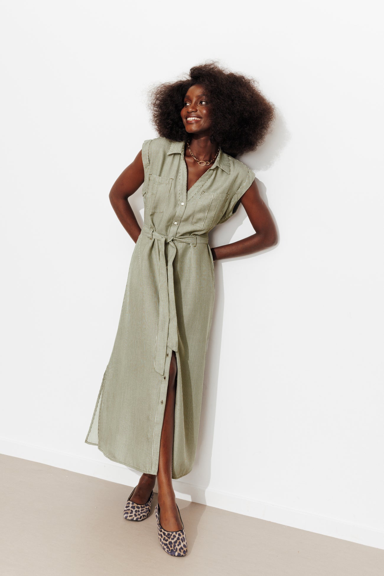 Vestido camisa listrado