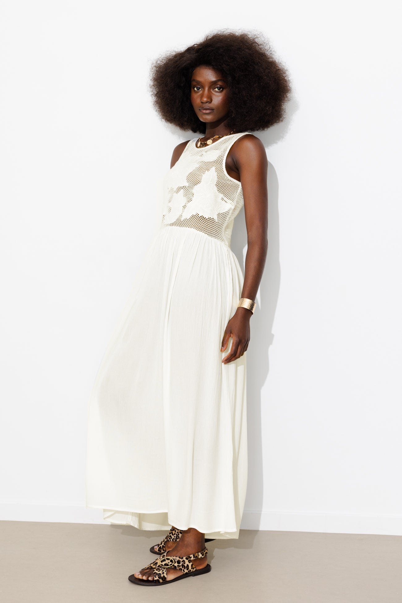 Vestido longo bordado