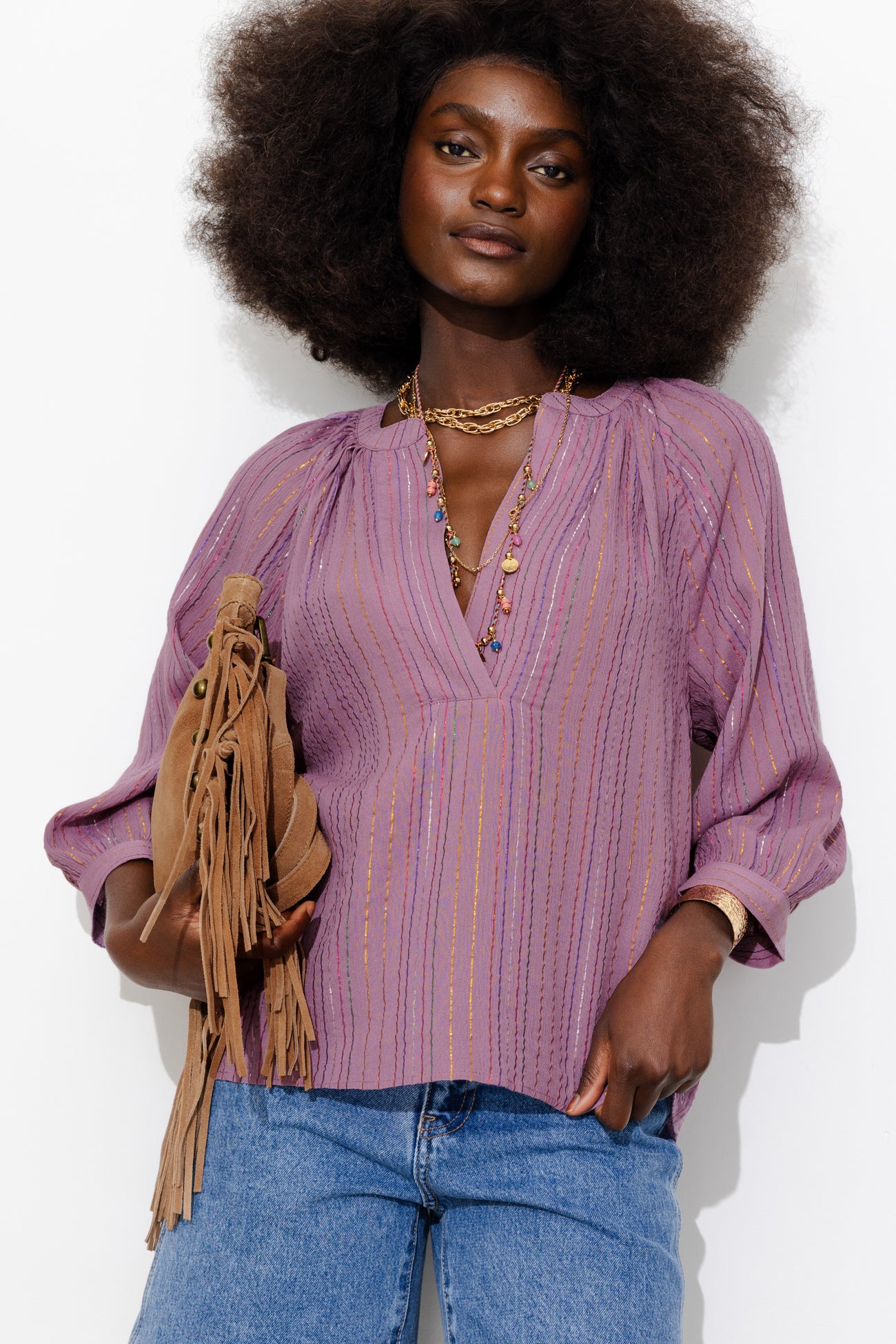 Blusa listrada chamativa