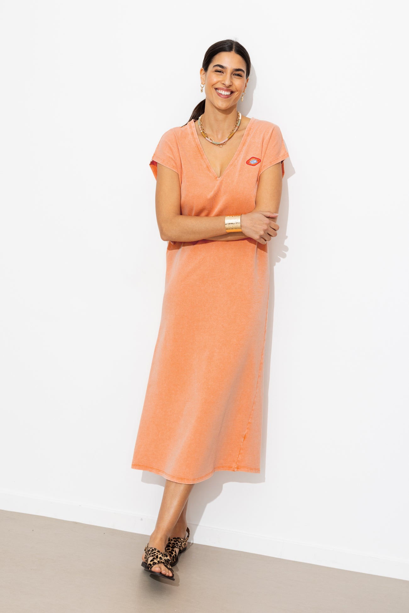 Vestido longo em malha