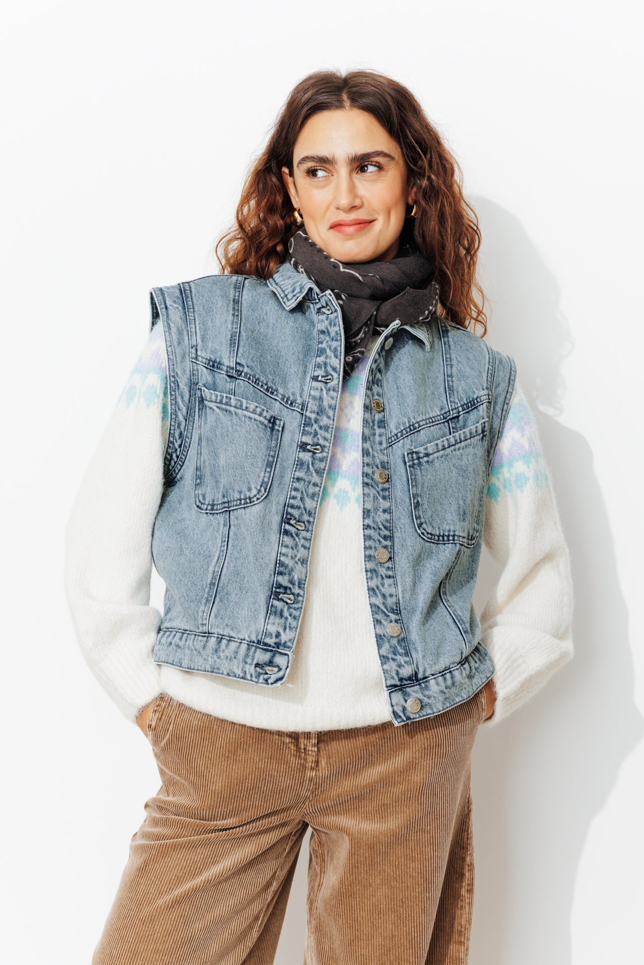 Jaqueta colete de denim