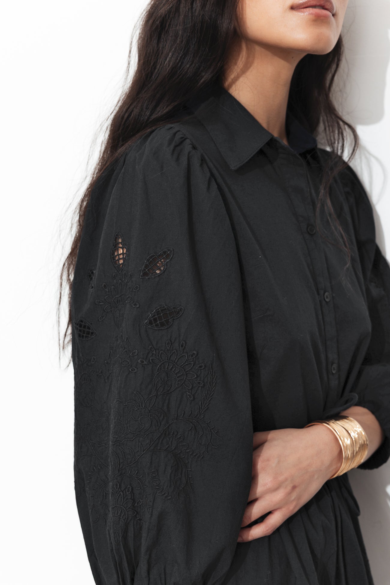 Vestido camisa bordado