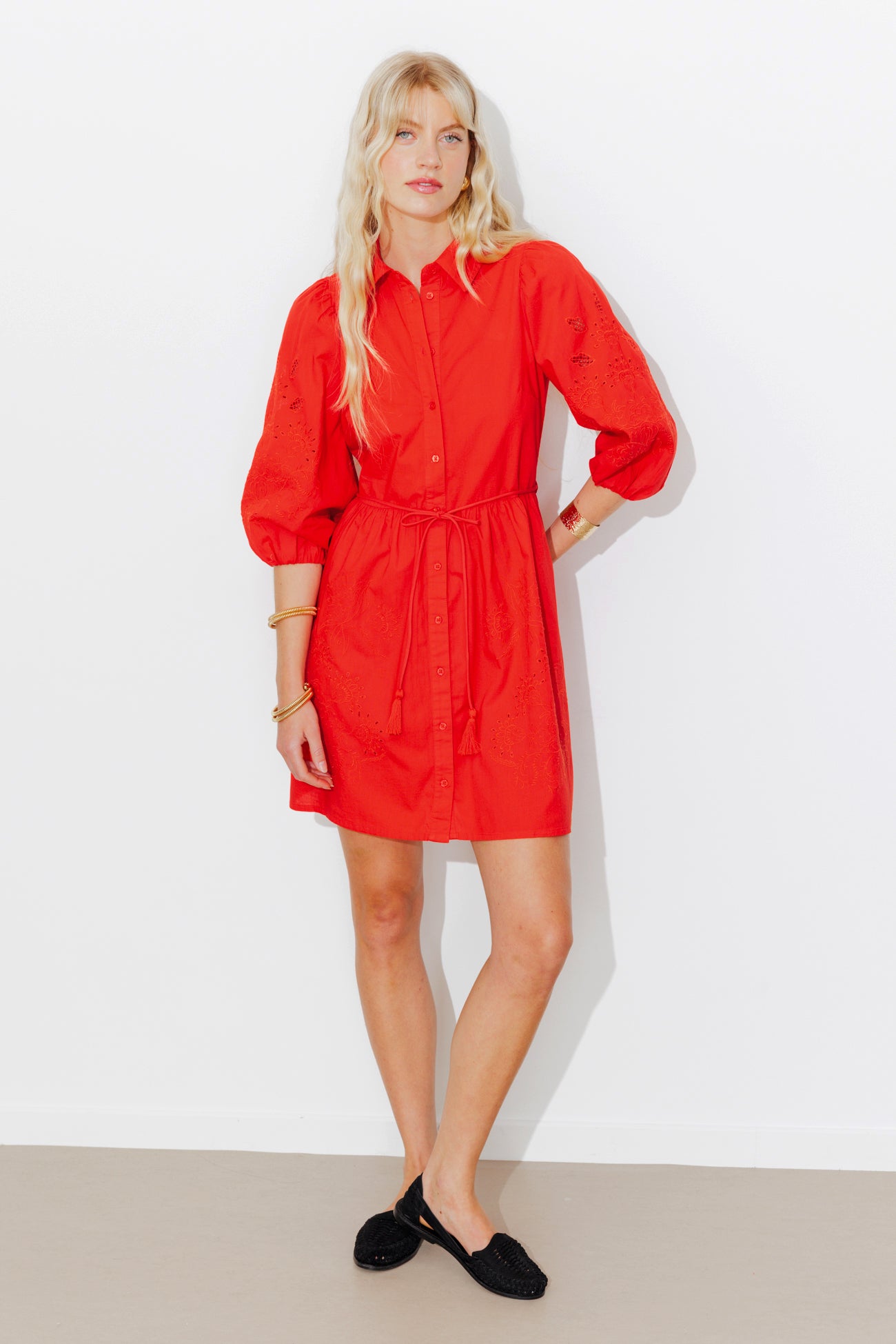 Vestido camisa bordado
