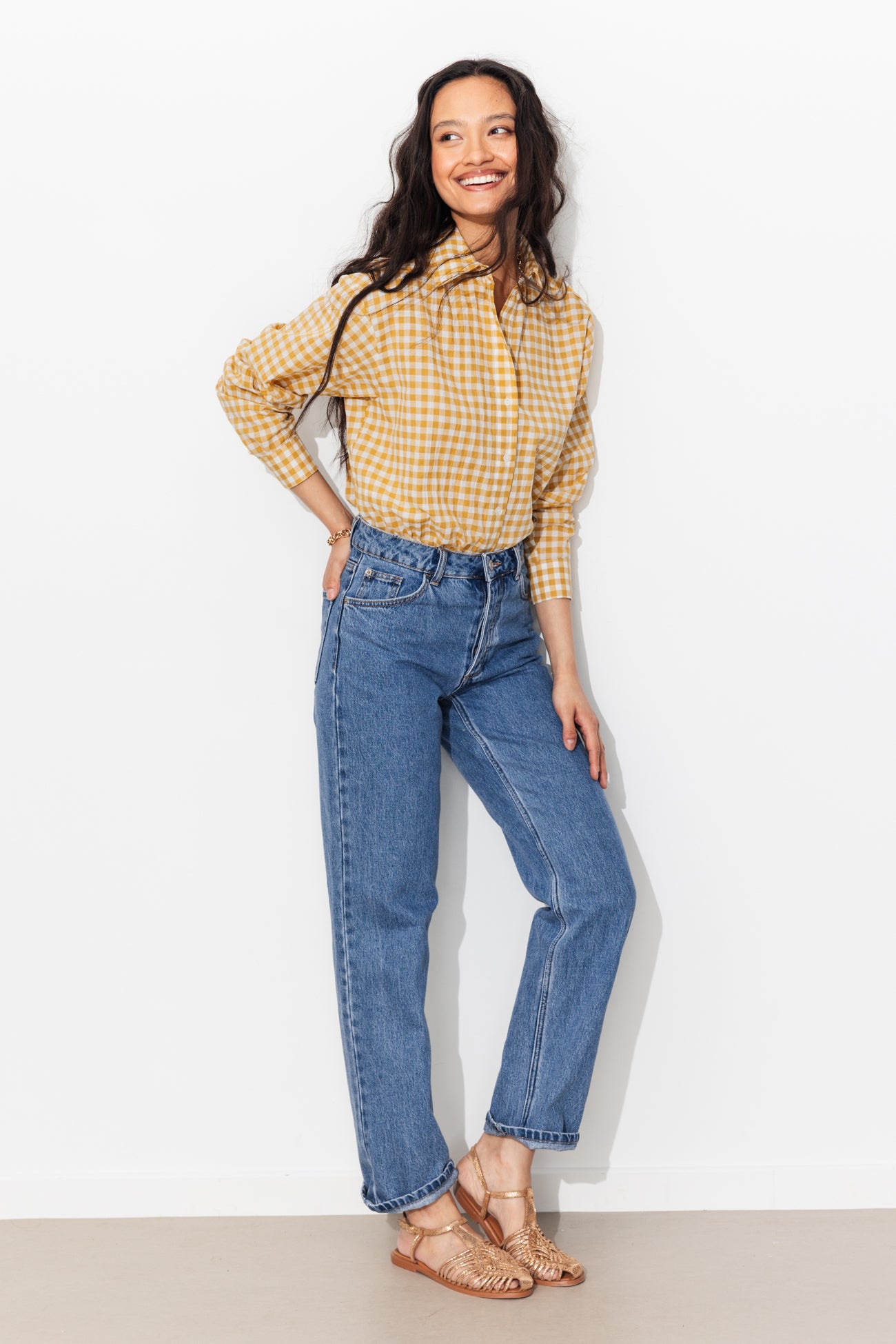 Camisa cropped xadrez