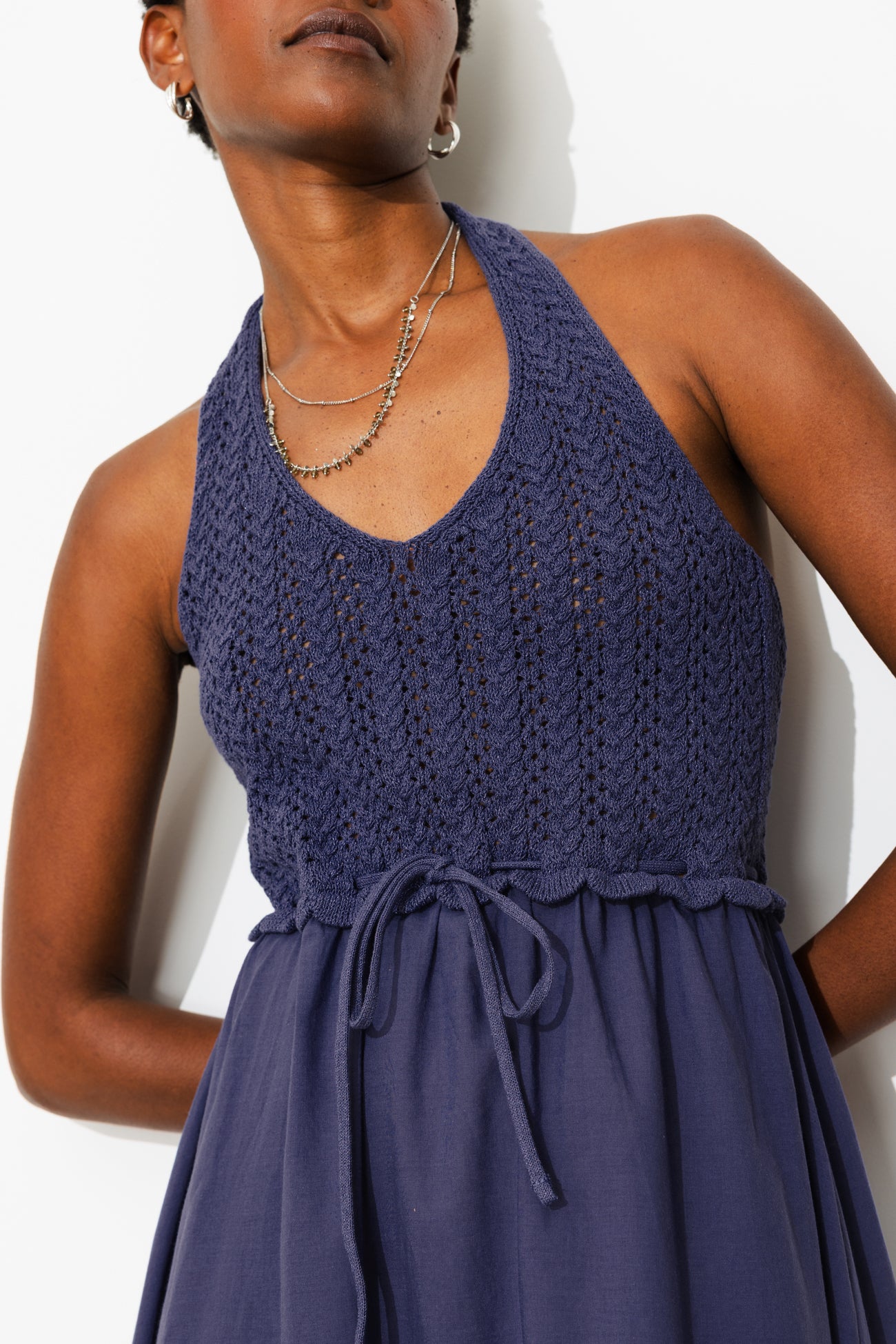 Vestido com alça em croché