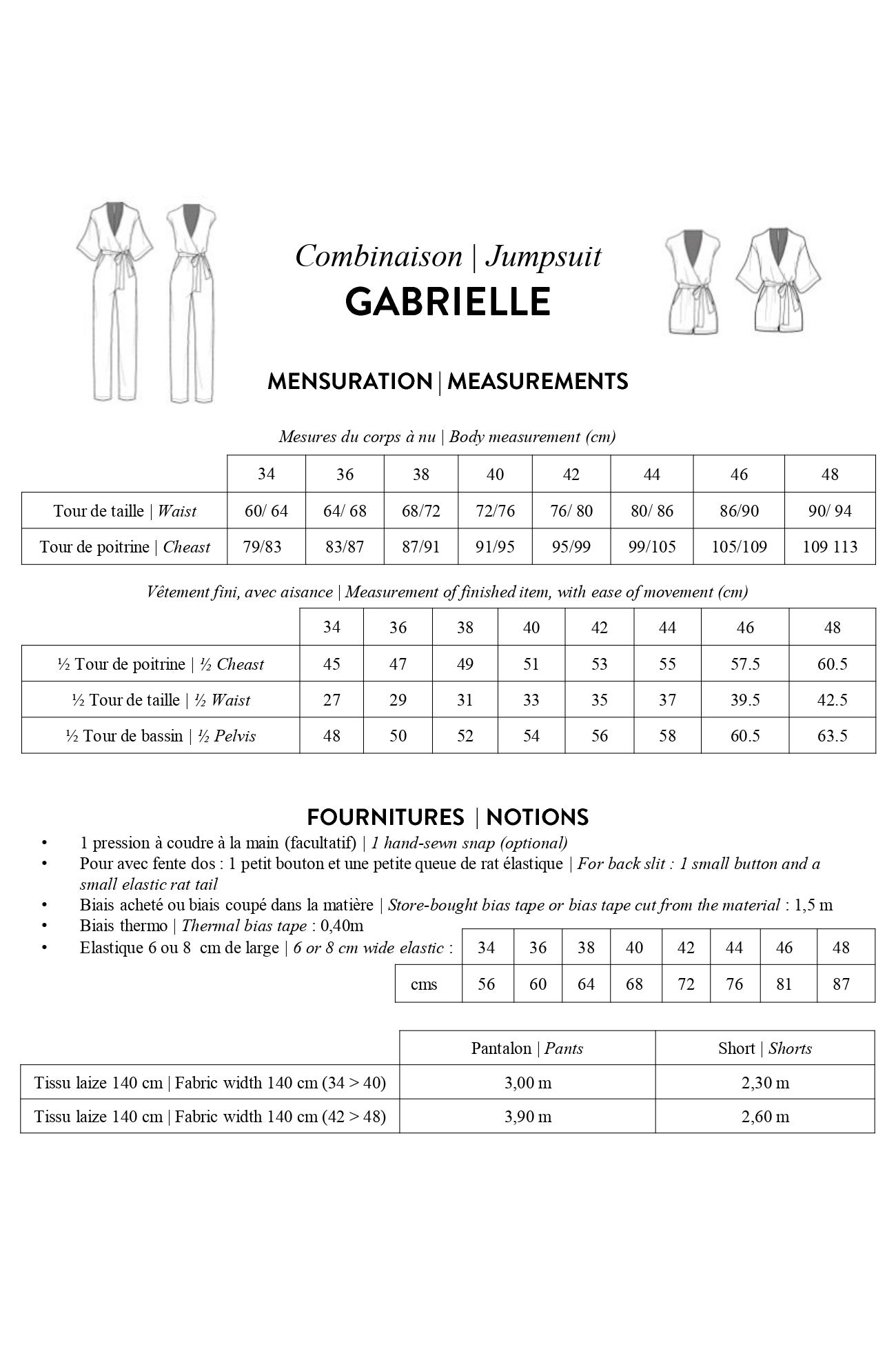 Modelo de costura para macacão GABRIELLE