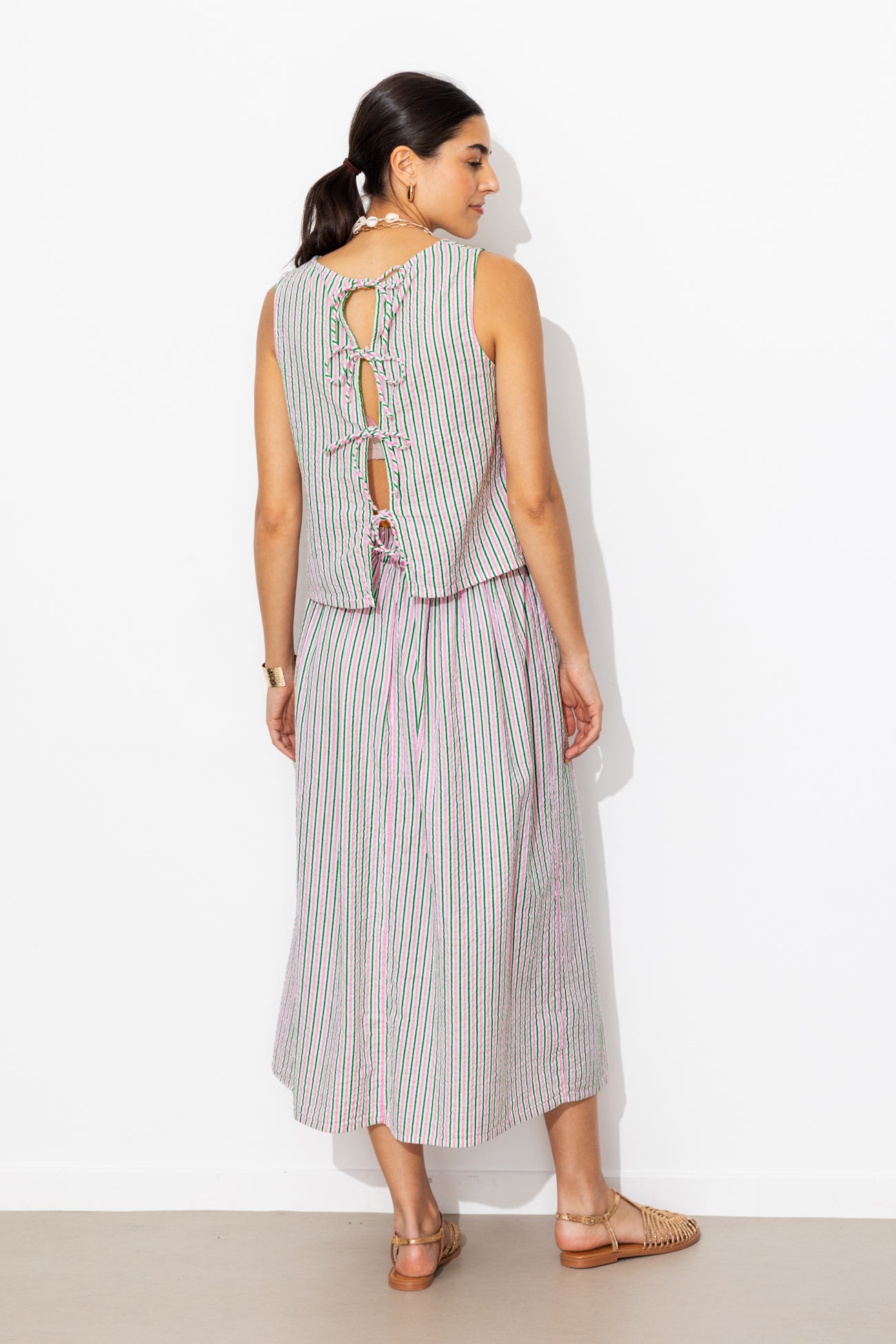 Saia midi listrada flare