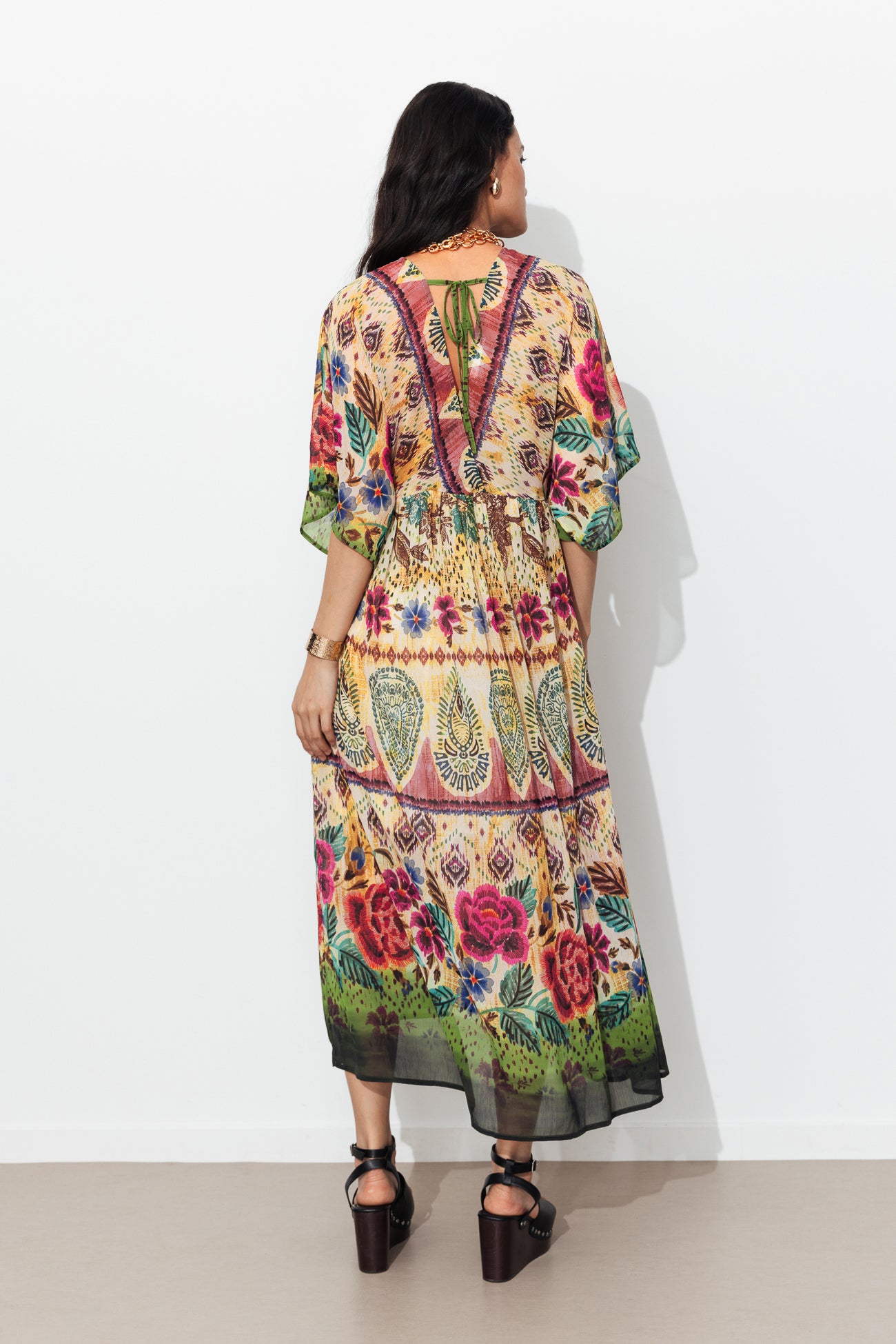 Vestido longo com estampa