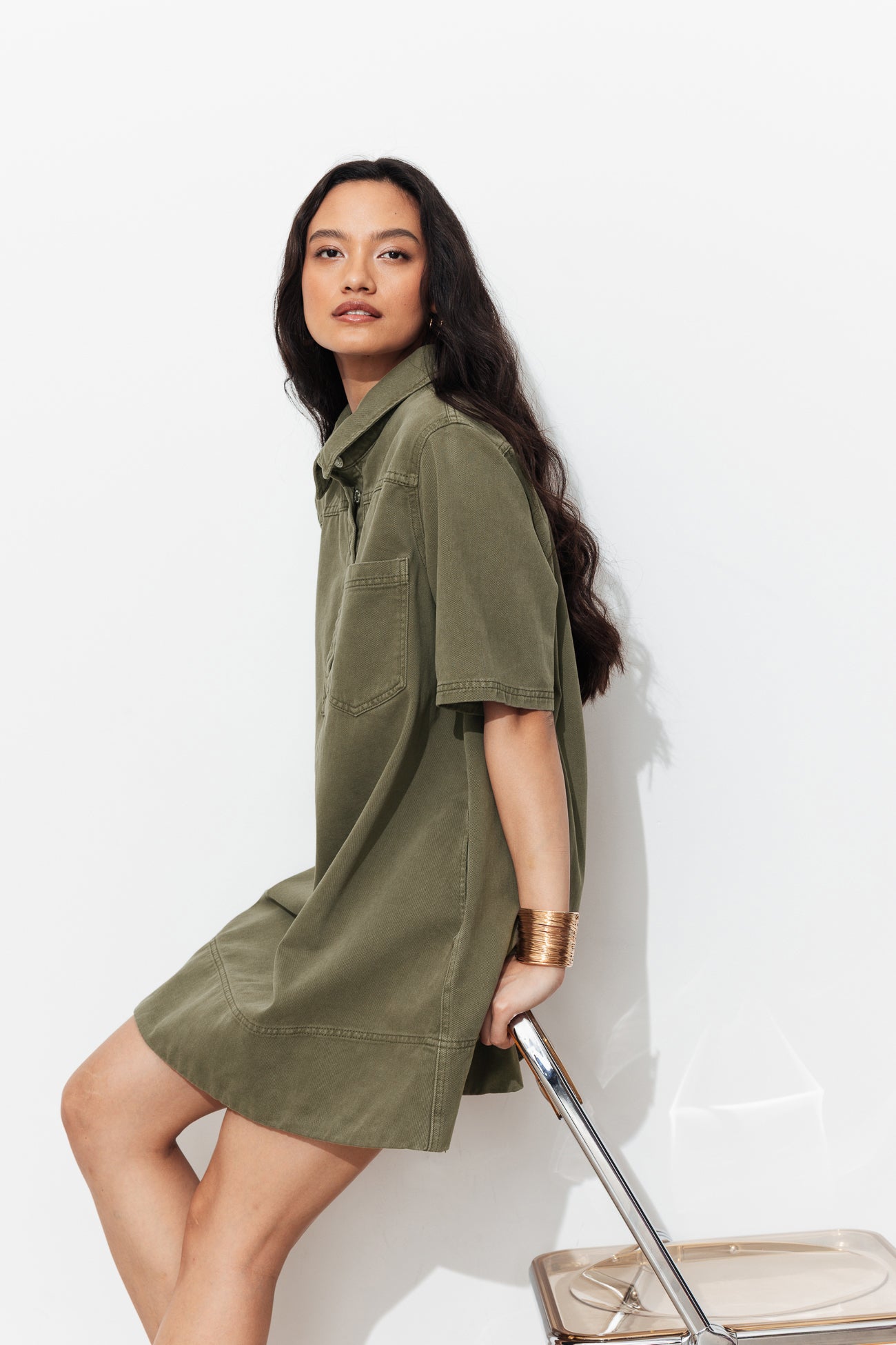 Vestido curto de lona